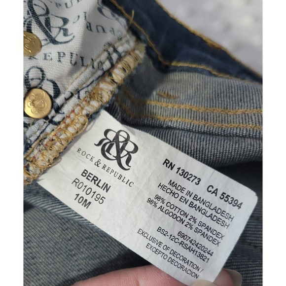 Rock & Republic Jeans‎ Womens 10 Mid Rise Berlin Straight Rinse Wash Blue Denim - Picture 15 of 15